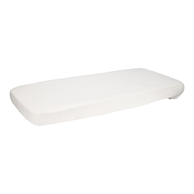 Little Dutch Musselin-Spannbettlaken Soft White 70 × 140/150 cm
