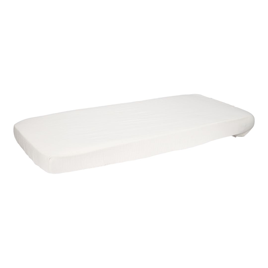 Little Dutch Musselin-Spannbettlaken Soft White 60 × 120 cm