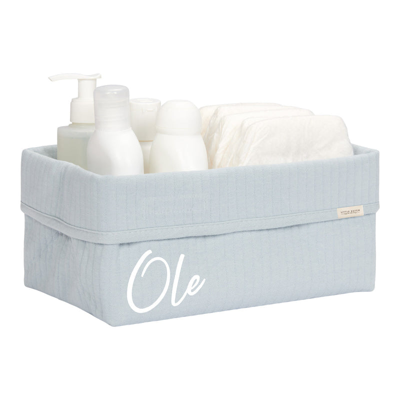 Little Dutch Pflegekörbchen Pure Soft Blue groß mit Namenspersonalisierung