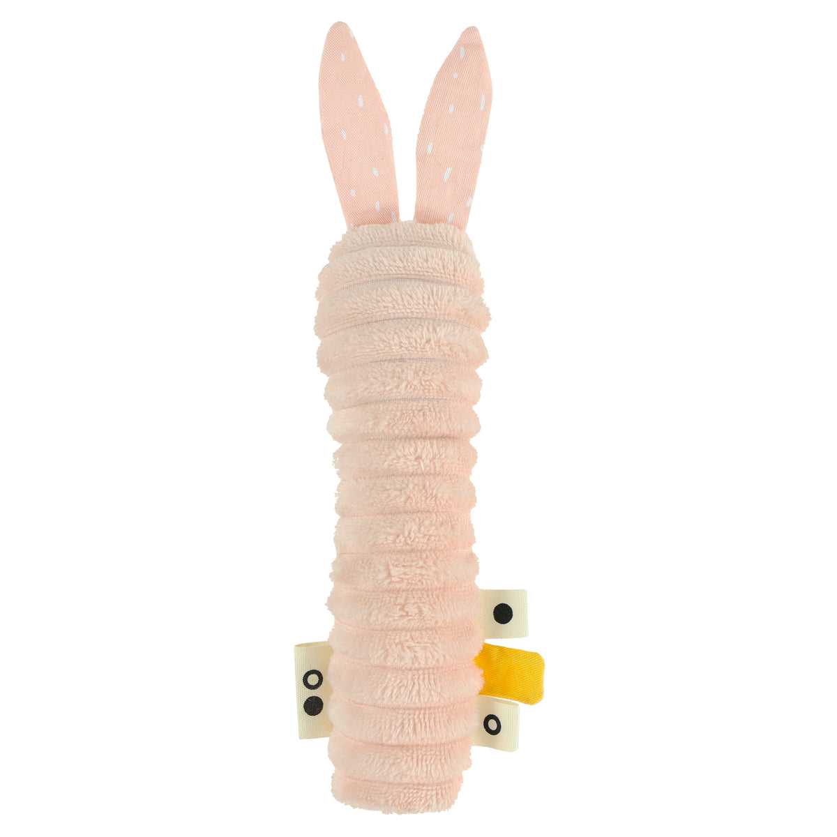 Rosa Trixie Baby-Quietscher Frau Hase – weiches Greifspielzeug mit Hasenmotiv als kleines Geschenk zur Geburt