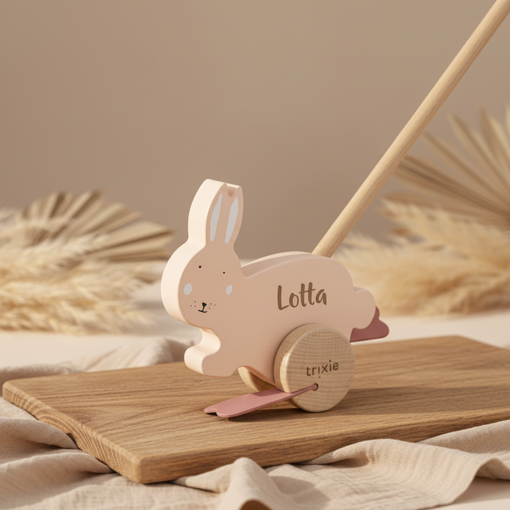 Personalisiertes Trixie Schiebetier Frau Hase aus Holz
