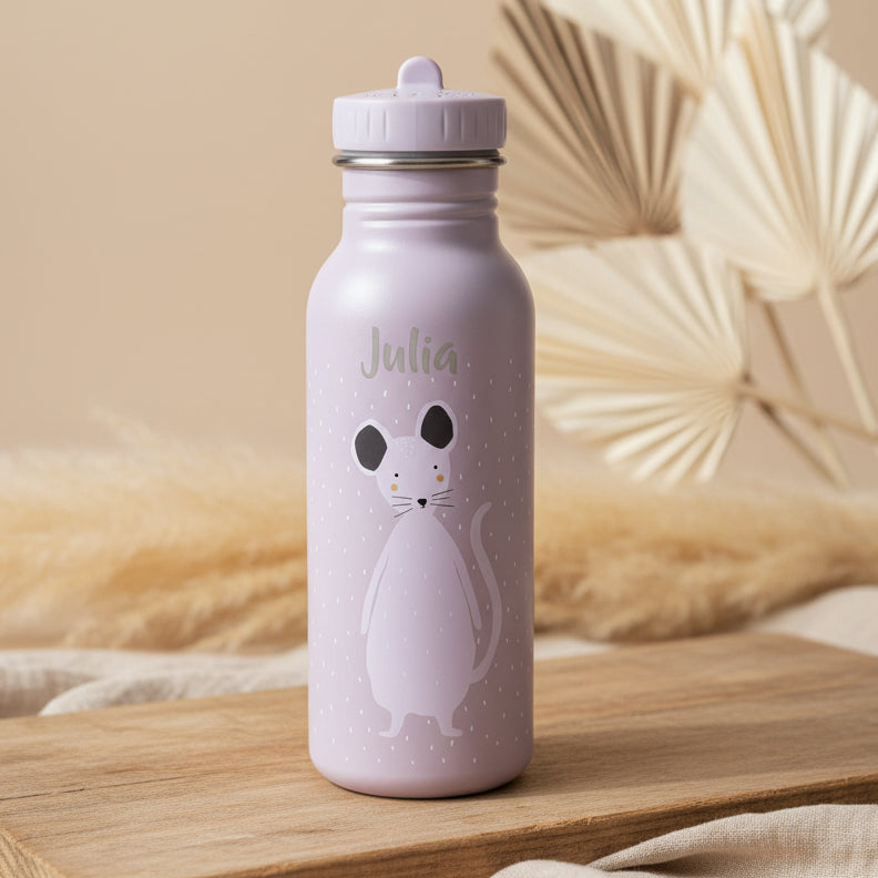 Trixie Trinkflasche Frau Maus 500 ml aus Edelstahl personalisierbar