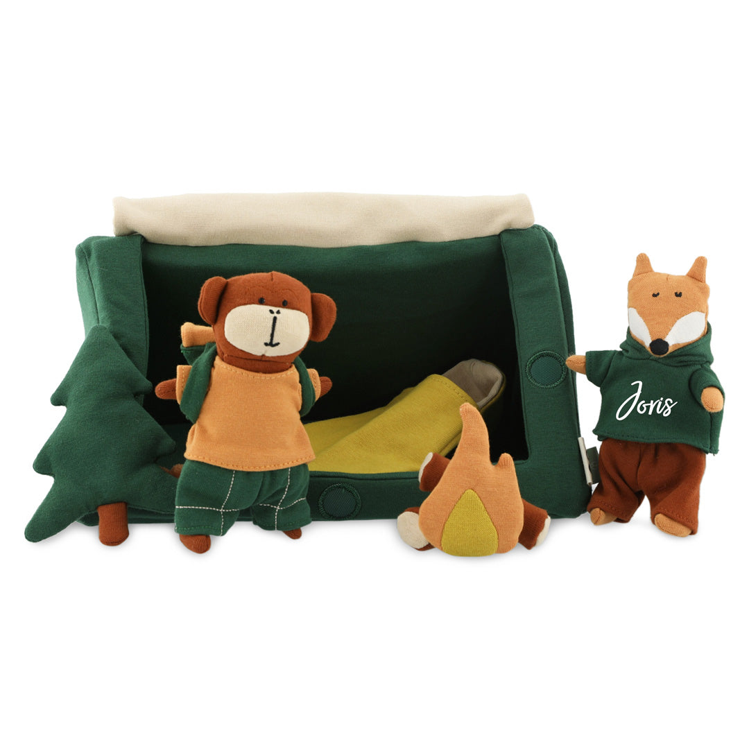 Trixie Puppenwelt Camping – mit Stofftasche, Zelt und Spielfiguren