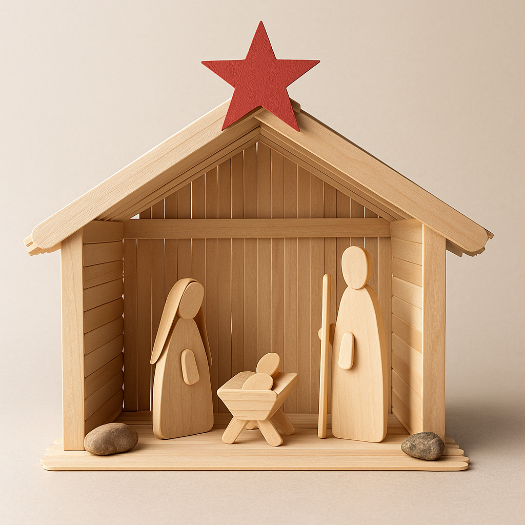 Bauset Weihnachtskrippe aus 170 Holzspateln | Schmatzepuffer