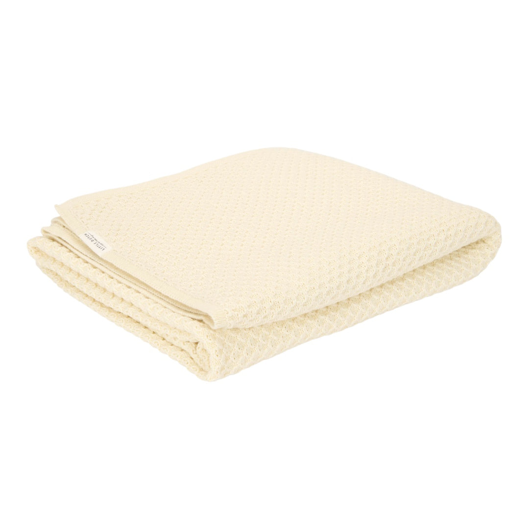 Little Dutch Strick-Wiegedecke Pure Soft White 70 × 100 cm aus Bio-Baumwolle