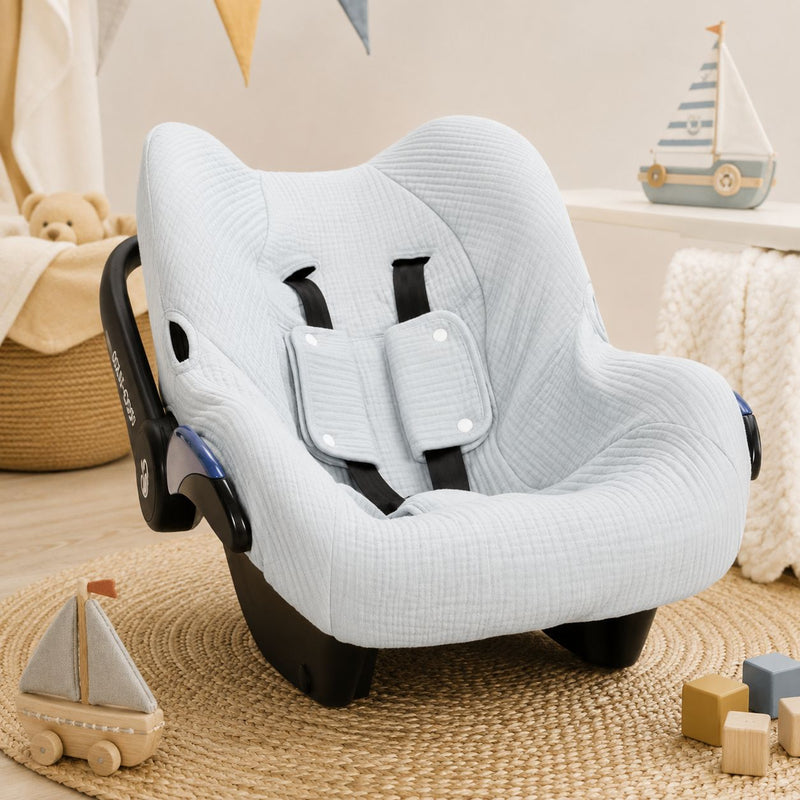 Babyschalenbezug Pure Soft Blue aus Baumwollmischgewebe