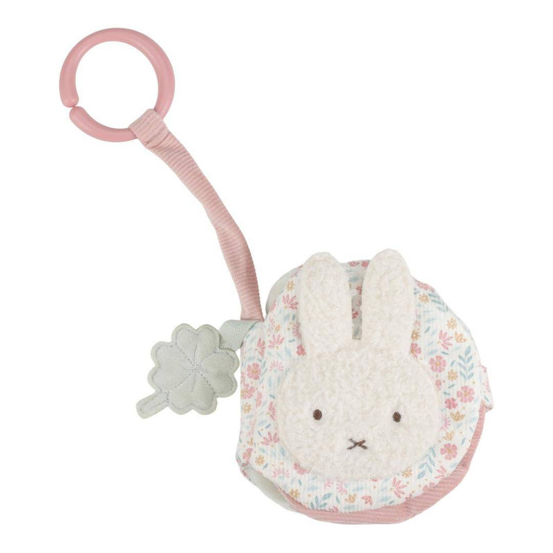 Miffy Buggybuch Lucky Blossom in Rosa mit Spiegel, Knisterelementen und Befestigungsring