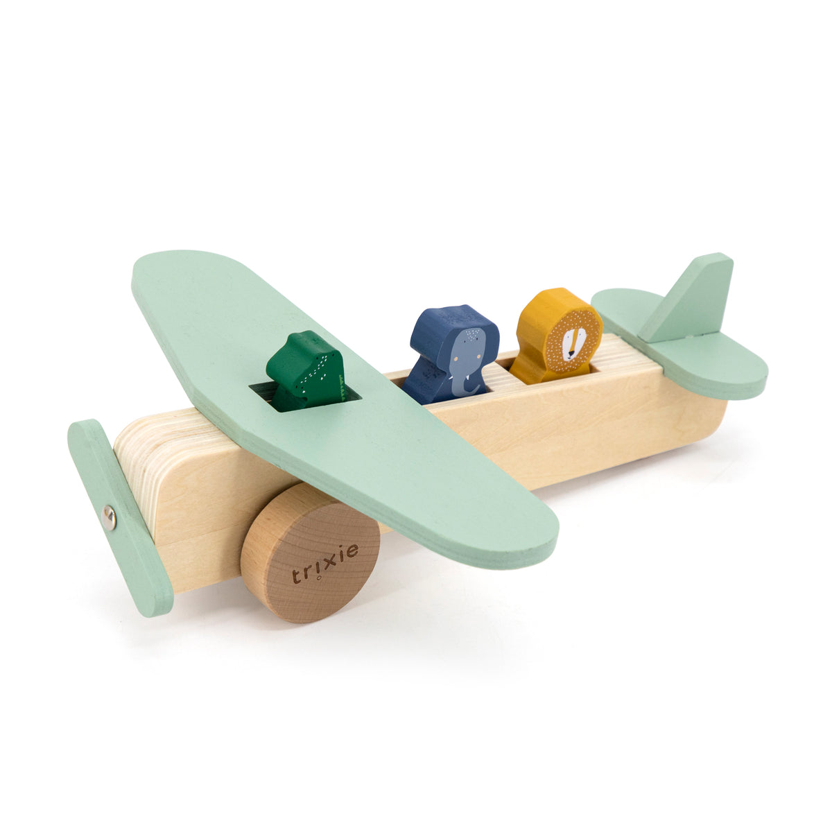 Trixie Holz-Flugzeug mit Tieren – mit eingesetzten Tierfiguren