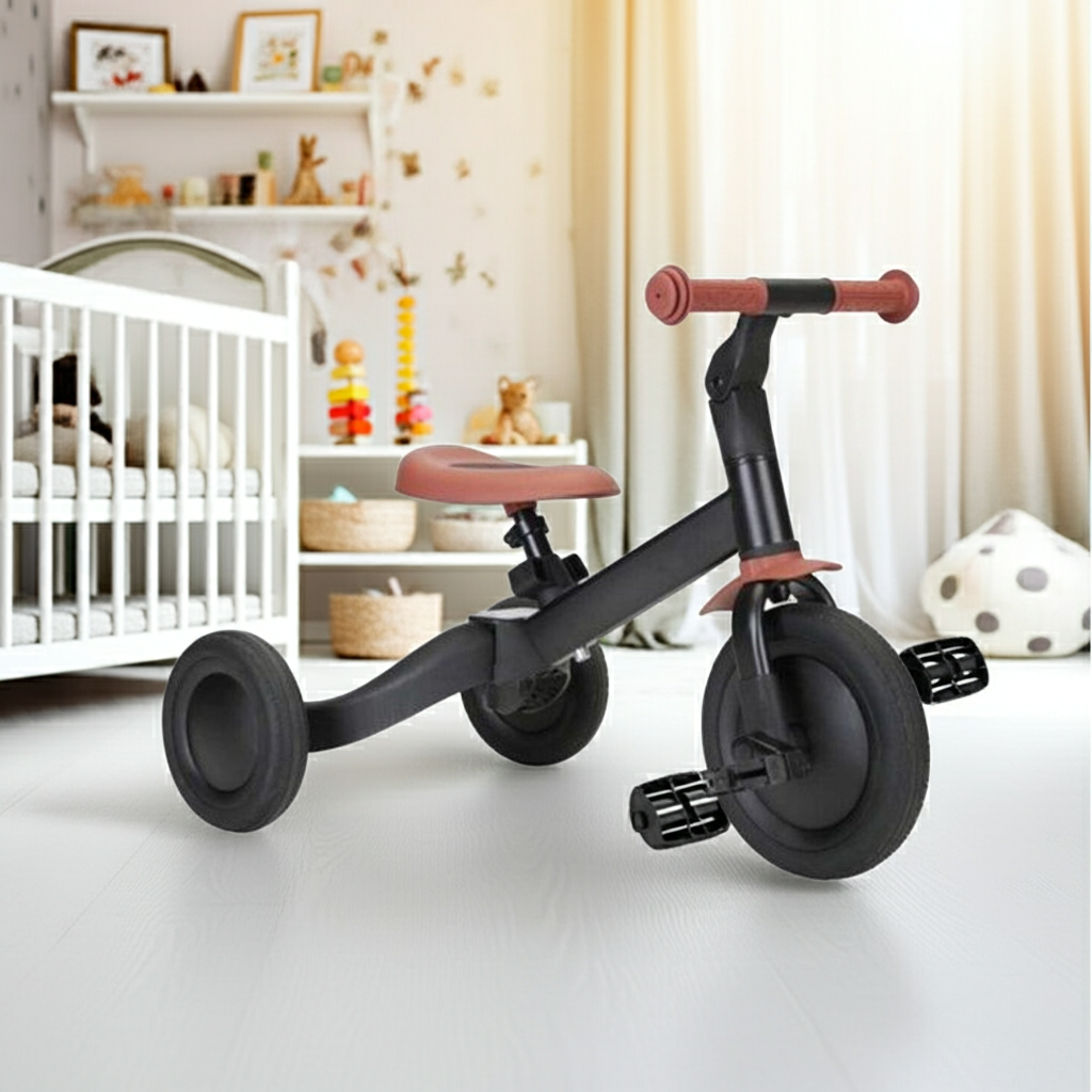 Topmark KAYA Kinder-Dreirad Schwarz – Umbau zum Laufrad mit abnehmbaren Pedalen
