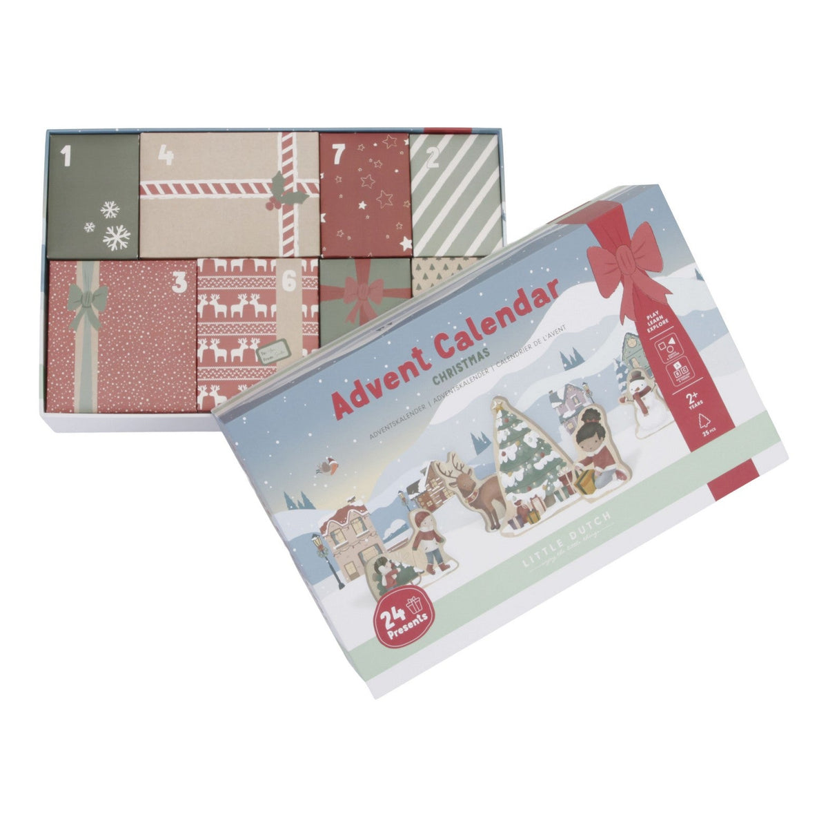 Adventskalender Weihnachtsdorf mit 25 Holzfiguren für Kinder ab 2 Jahren