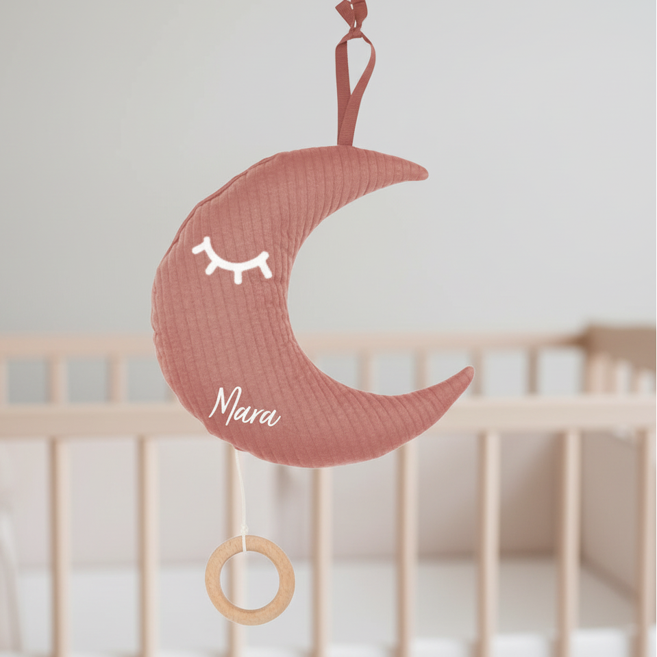 Little Dutch Spieluhr Mond Altrosa personalisiert mit Name