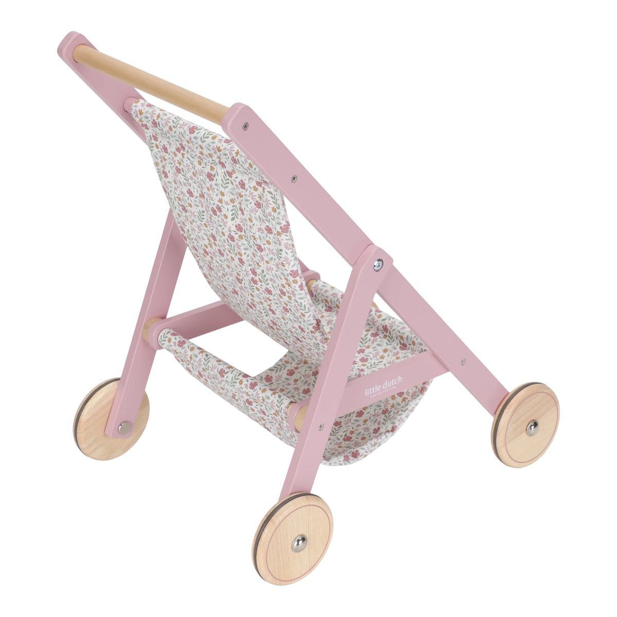 Holz-Puppenbuggy Soft Flowers – Seitenansicht