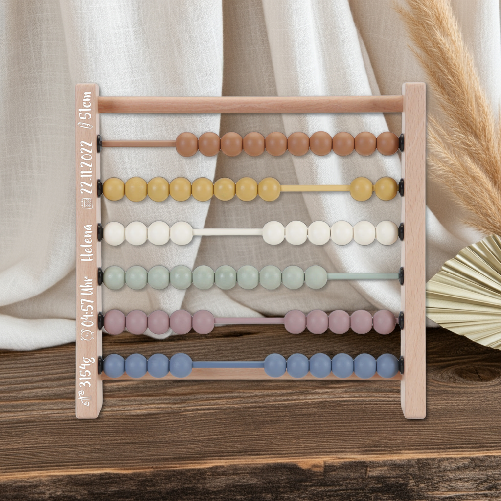 Ábaco vintage de madera – personalizable, a partir de 12 meses