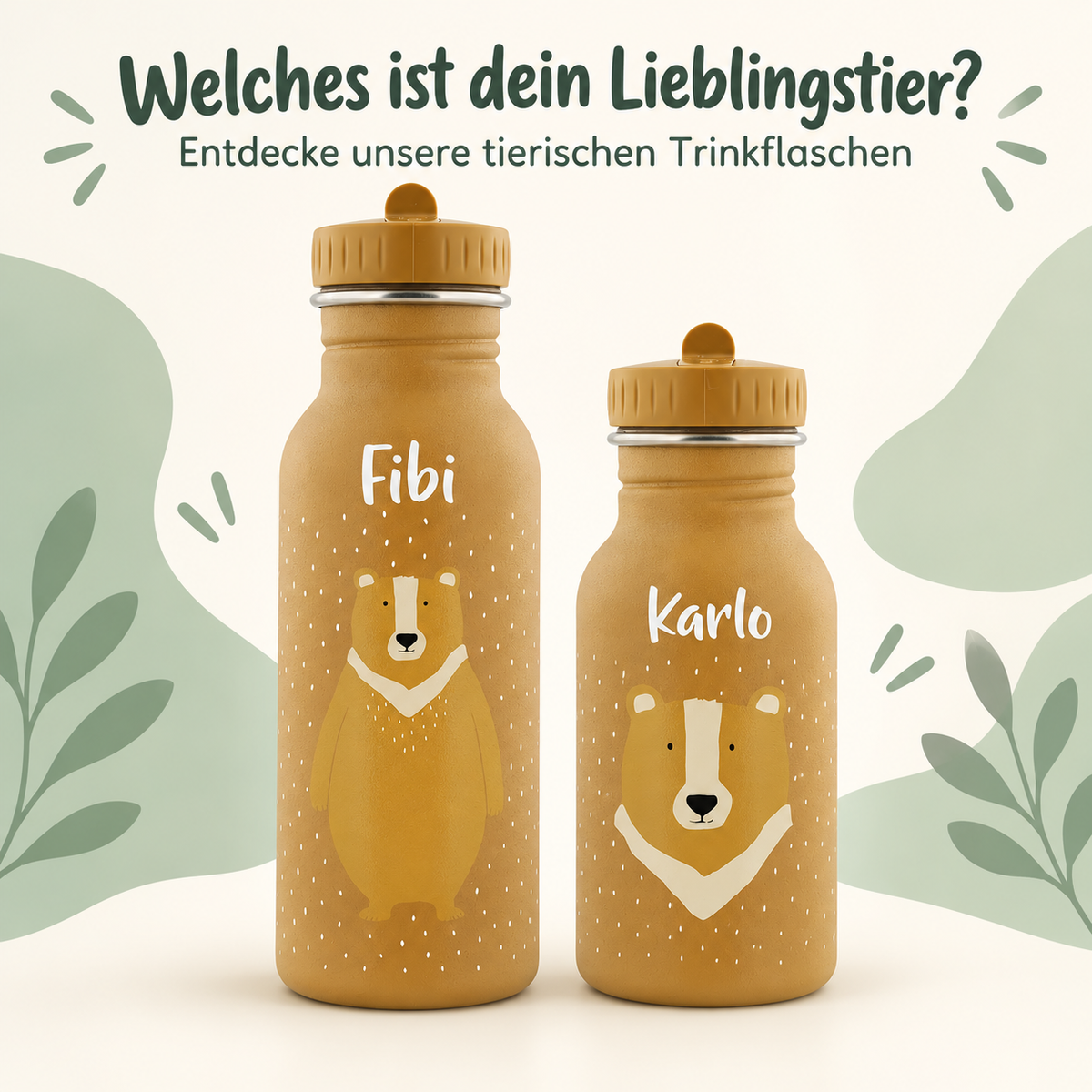 Trixie Trinkflasche 500ml Herr Bär – Motivvergleich zweier Bärenflaschen mit Namen