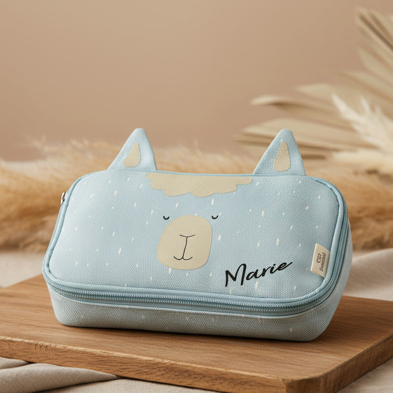 Trixie Federmäppchen Herr Alpaka personalisierbar in Blau