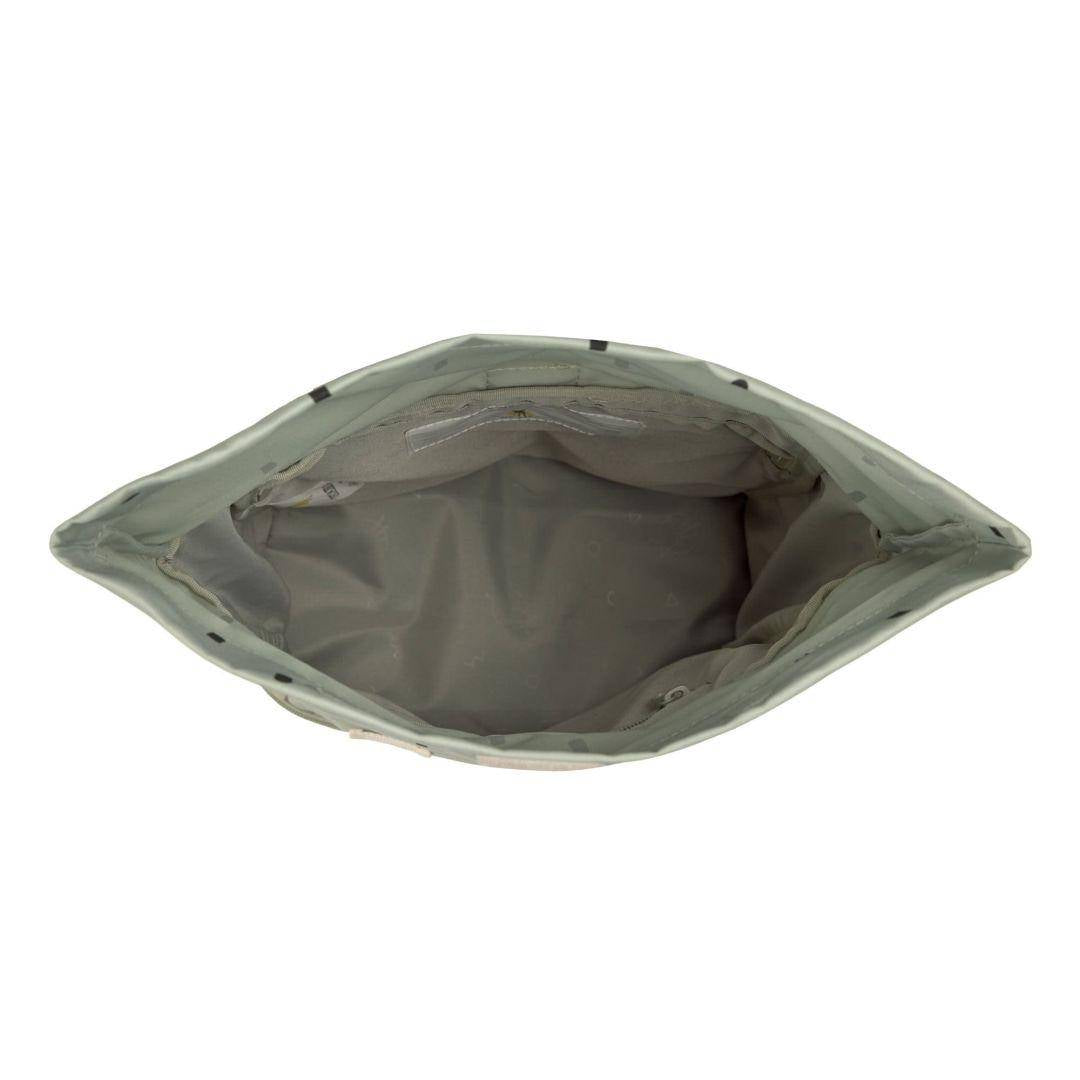 Lässig Rolltop Kinderrucksack Light Olive mit Seitentaschen und Namensschild