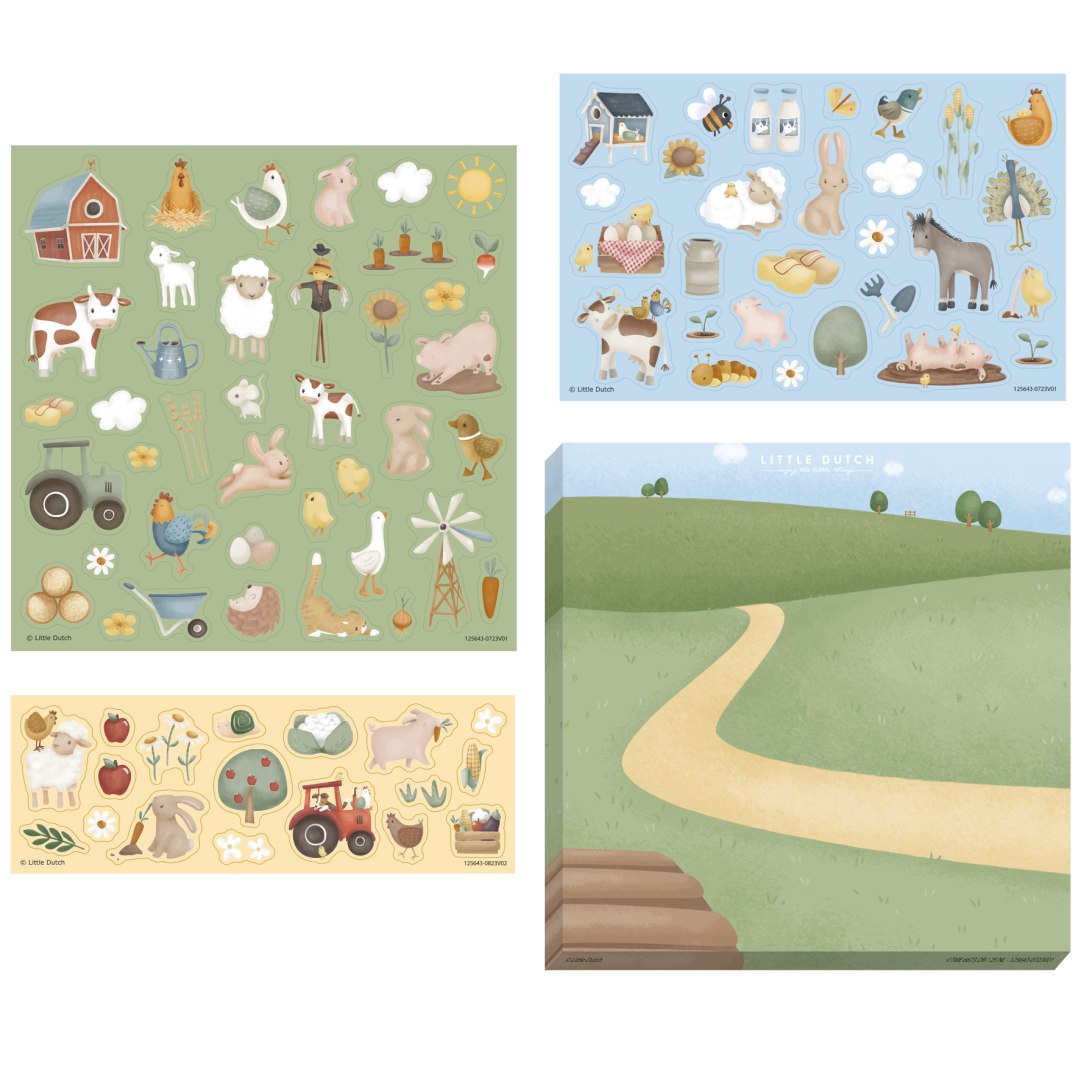 Little Farm Stickerset mit drei Bögen und Bauernhofmotiven für Kinder ab 3 Jahren