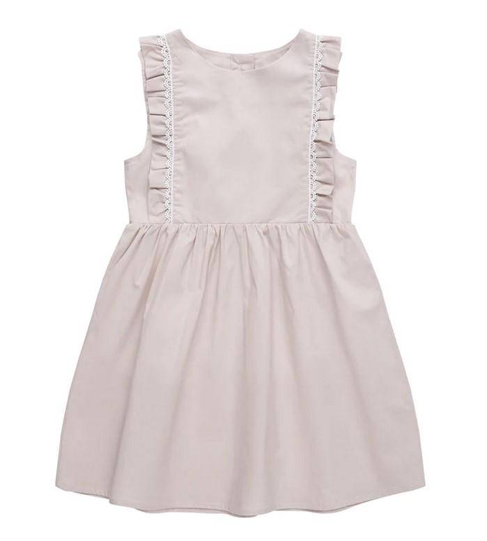 leevje Kleid Powder Gray Beige mit Spitzendetails Größe 62/68