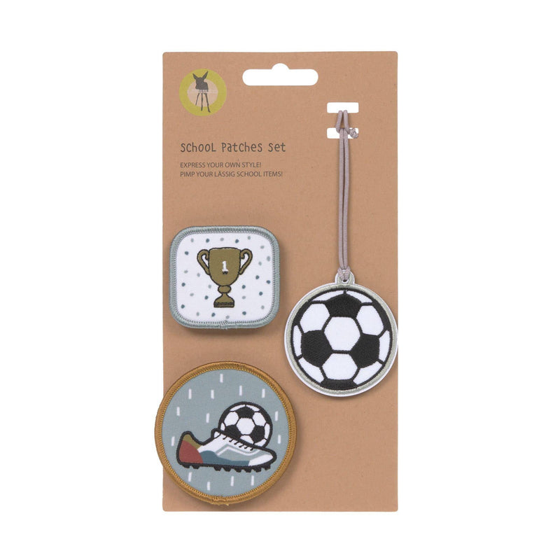 Lässig Schulranzen-Patches Fußball mit zwei Patches und Anhänger