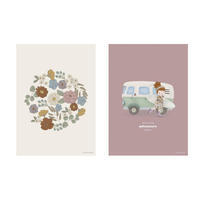 Póster A3 Vintage Little Flowers "impreso por ambas caras" | Little Dutch