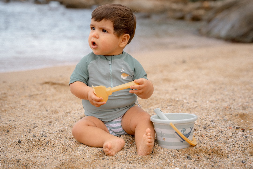 T-shirt de natation à manches courtes Seashells Surf Blue | Little Dutch