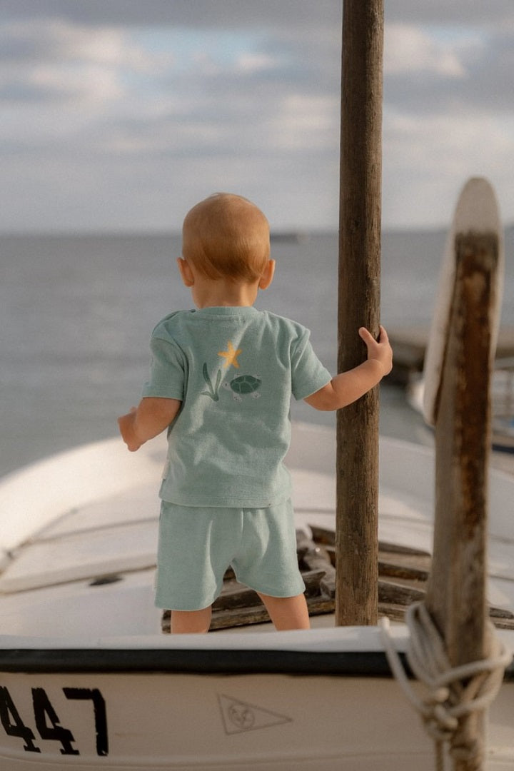 Little Dutch T-Shirt & Shorts Set Surf Blue