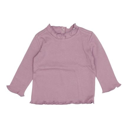 Little Dutch Baby-Langarmshirt Vintage Mauve mit Rüschen – Vorderansicht