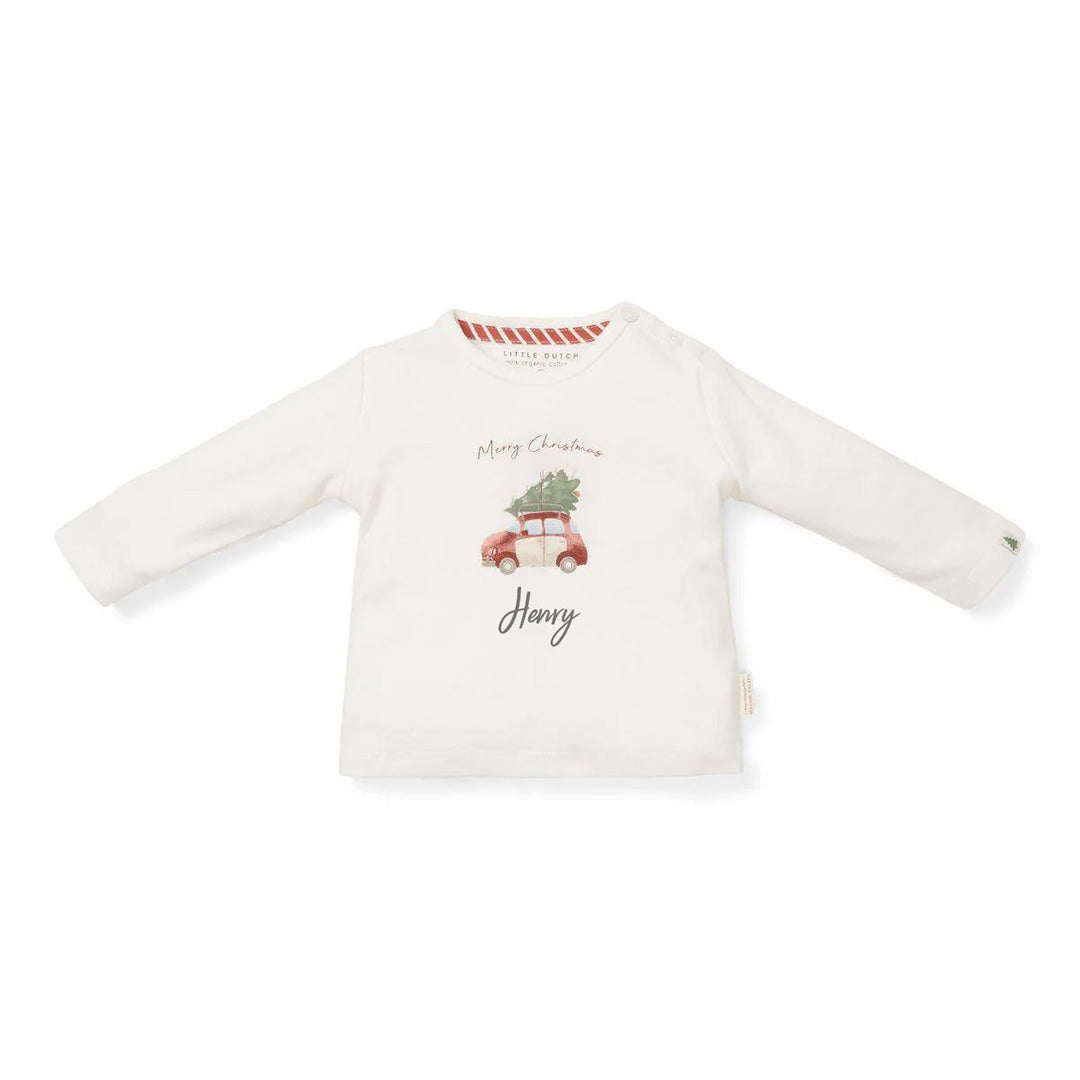 Weißes Little Dutch Weihnachts-Langarmshirt für Kinder – Produktansicht