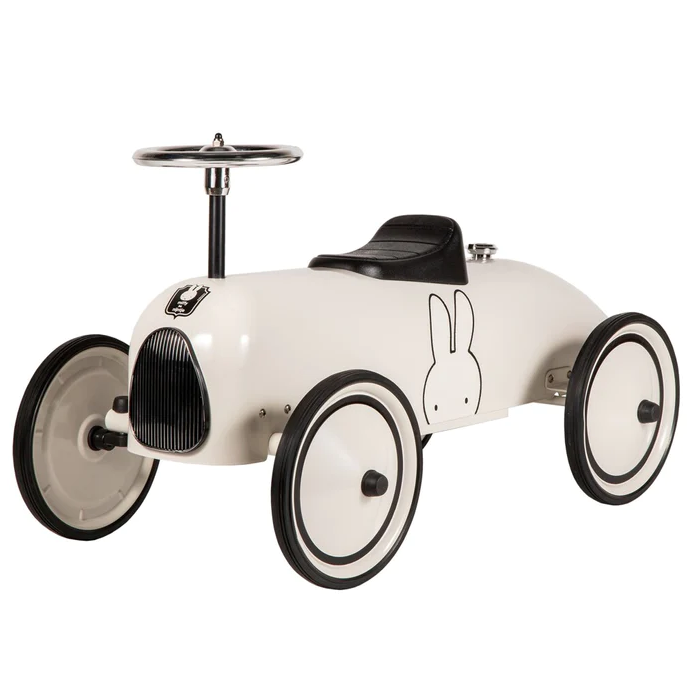 Miffy Retro-Rutschauto in Weiß und Schwarz – Produktansicht