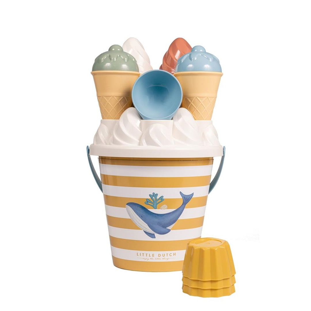 14-teiliges Little Dutch Sandspielzeug-Set Ocean Dreams Blue mit Eimer und Eisformen