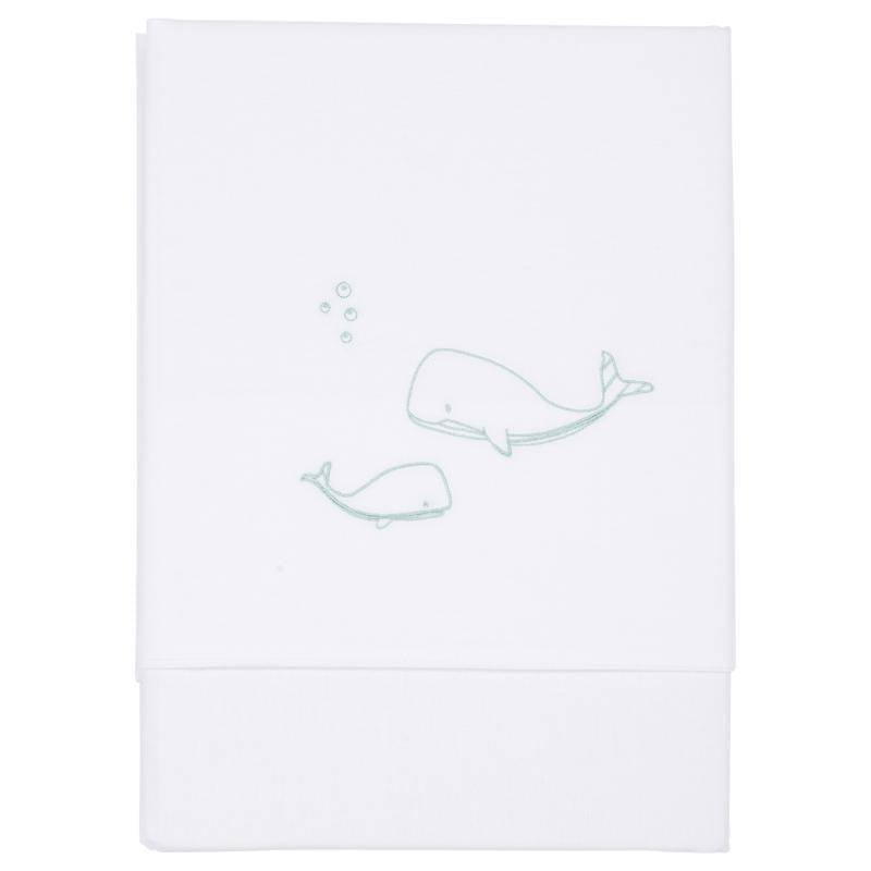 Ledikantlaken Ocean Mint geborduurd 110×140 cm | Little Dutch