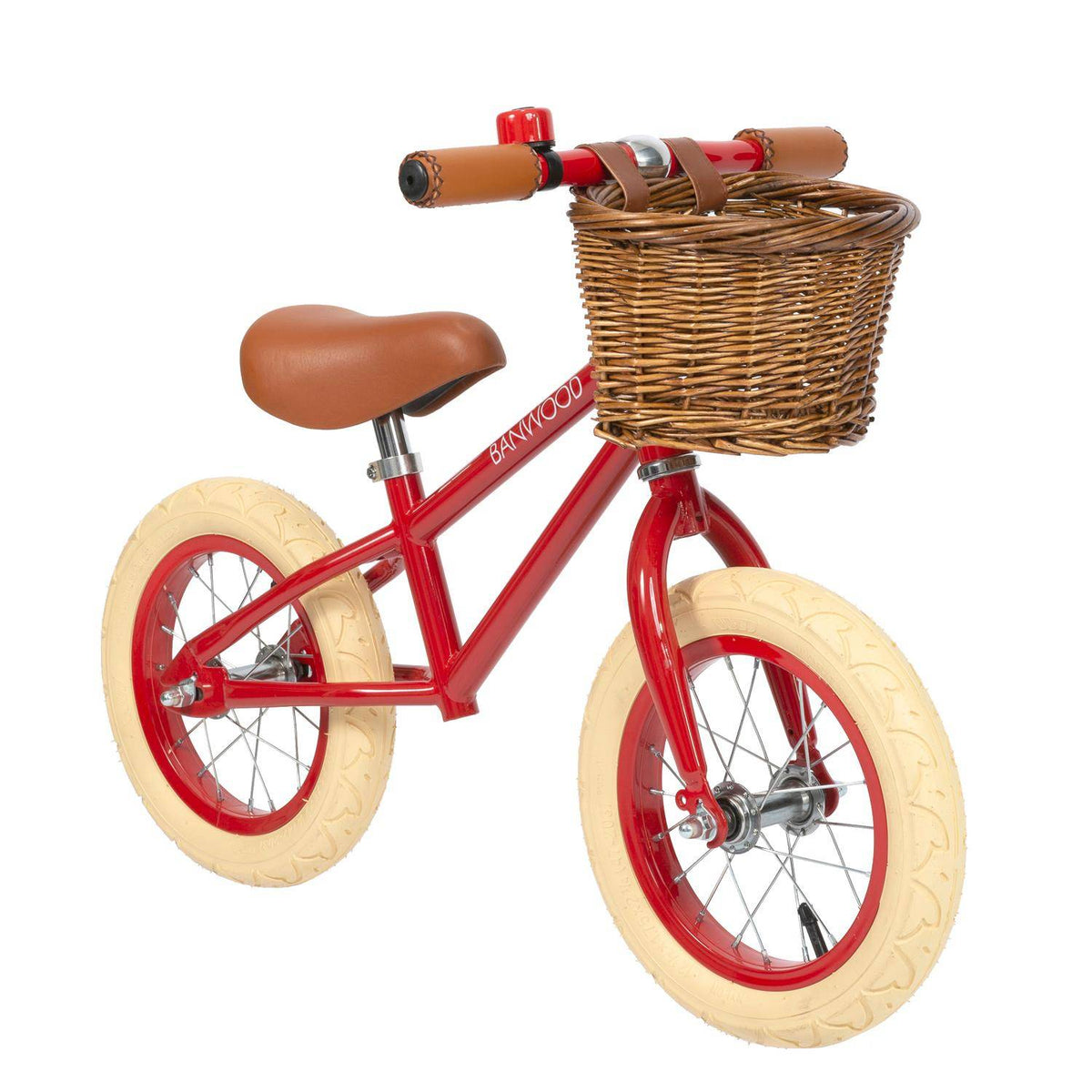Banwood FIRST GO Laufrad Rot 12 Zoll mit Weidenkorb
