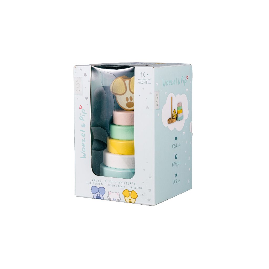 Detailansicht des blauen Pip Baby Stapelturms
