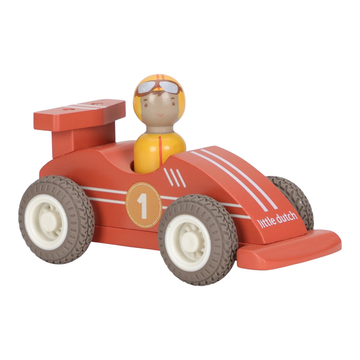 Pullback-Rennwagen aus Holz – Detailansicht