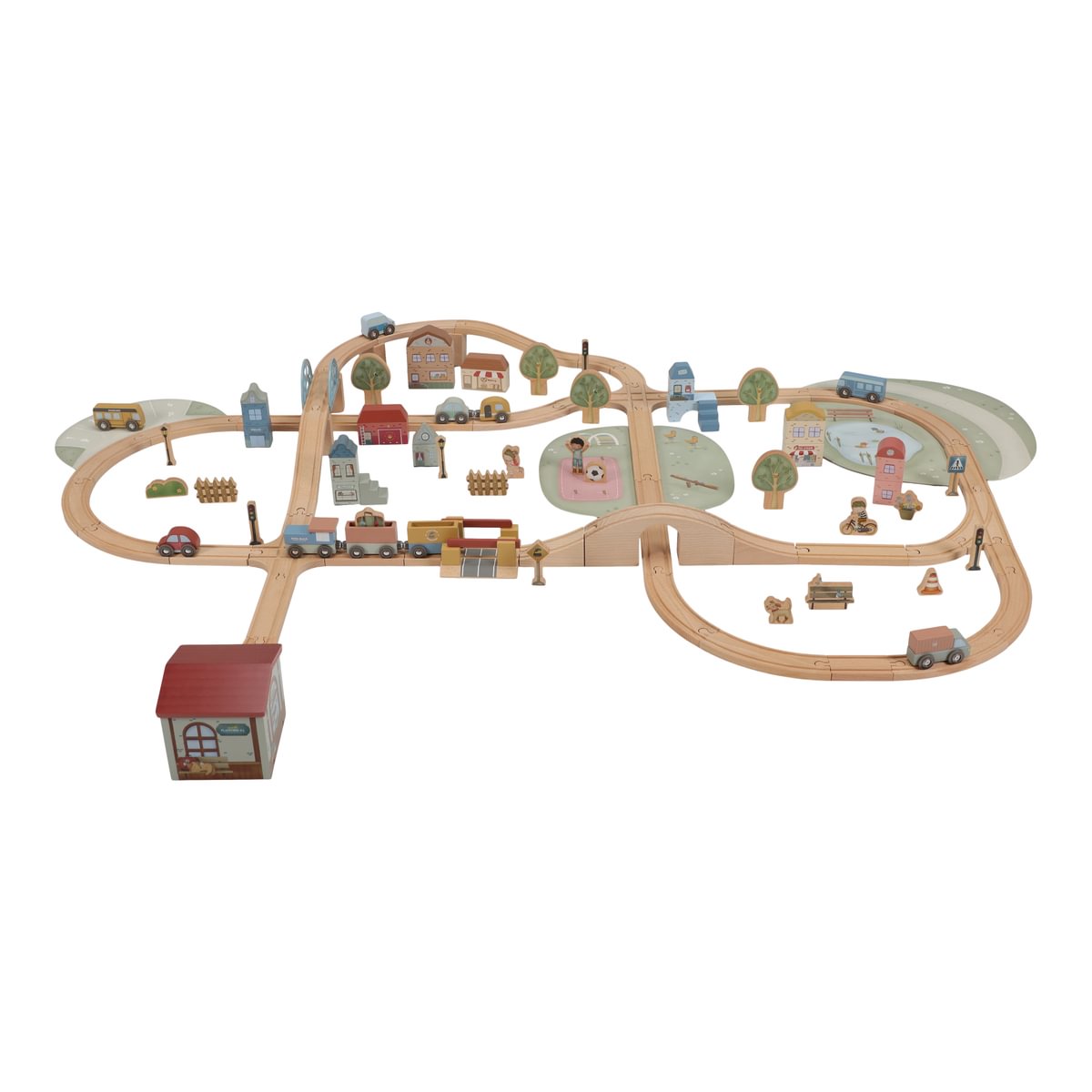 Holzeisenbahn-Set XL aus Holz – 113 Teile | Little Dutch