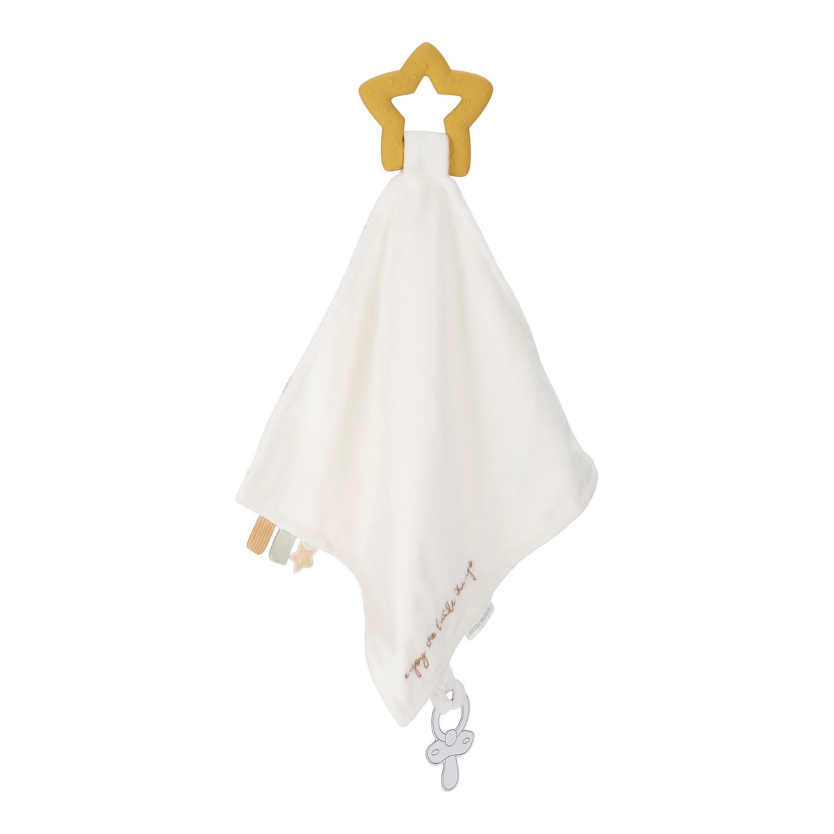 Schmusetuch mit Beißring Newborn Naturals – personalisierbar | Little Dutch