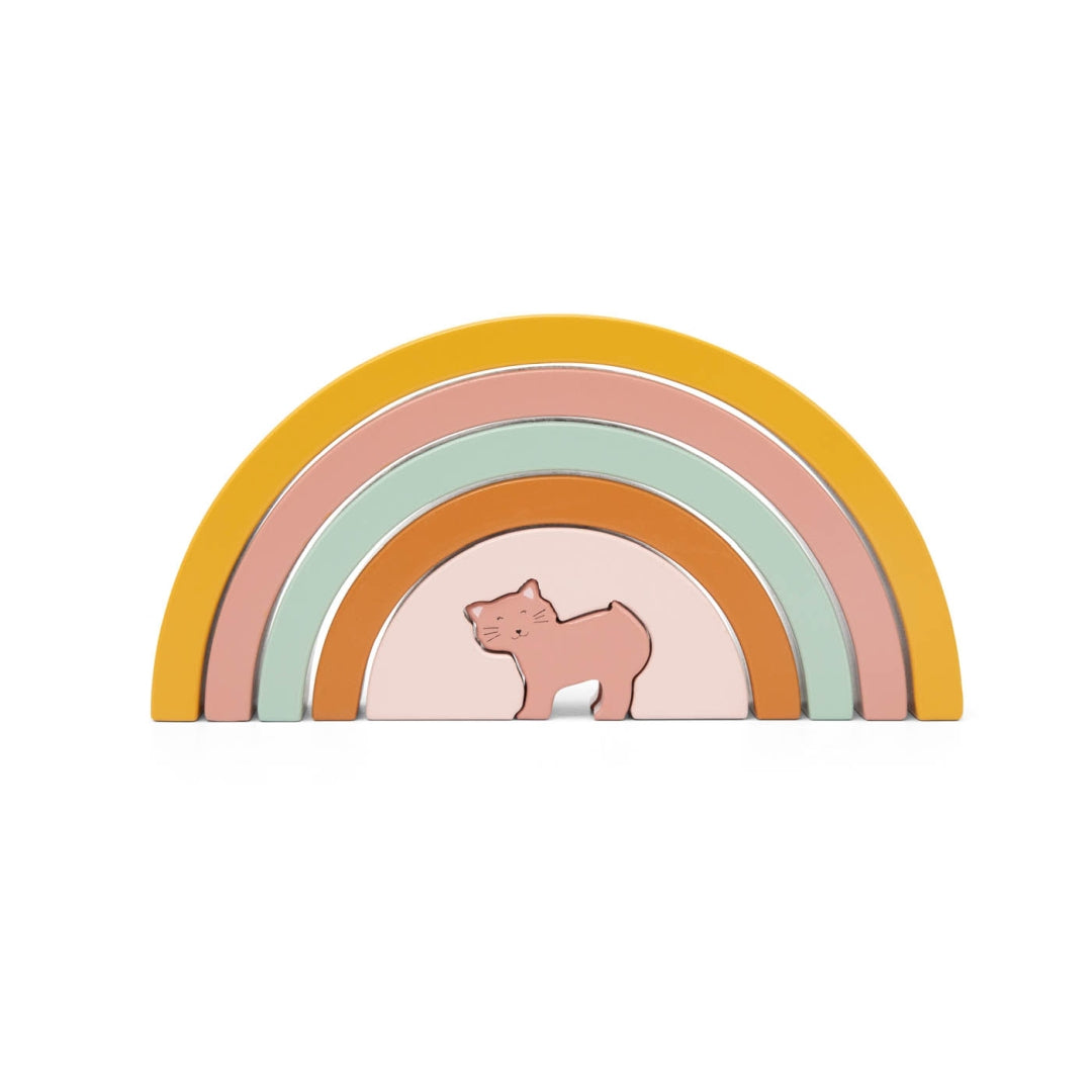 Trixie Regenbogen-Stapelspiel aus Holz – Frau Katze – mit zusammengesetzten Regenbogenbögen