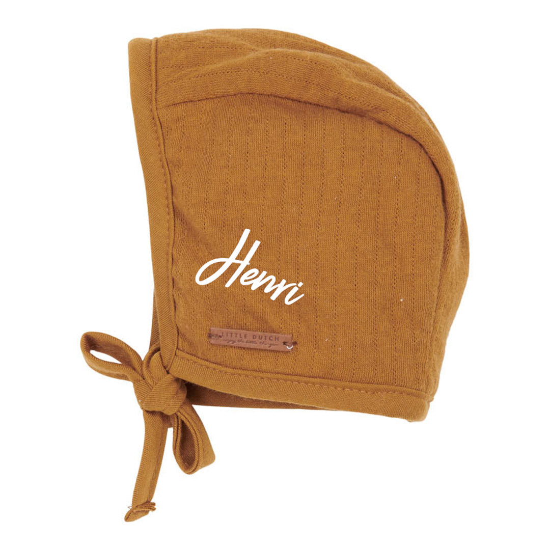 Little Dutch Babymütze Pure Ochre Spice 0–3 Monate personalisiert mit Name