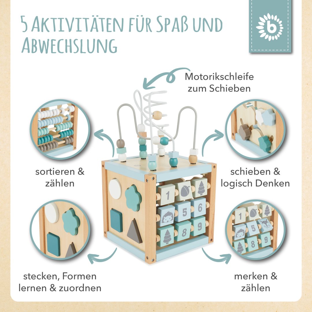Motorikwürfel Waldtiere aus Holz – personalisierbar | Bieco