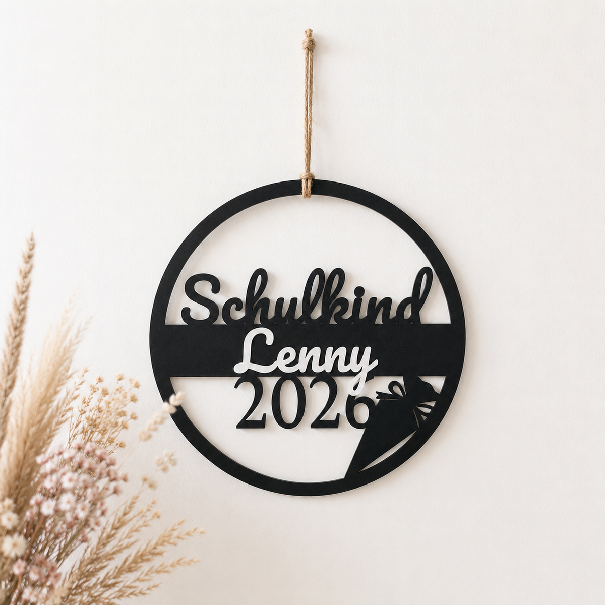Personalisiertes Einschulungsschild 2026 mit Wunschnamen als Türschild oder Aufsteller