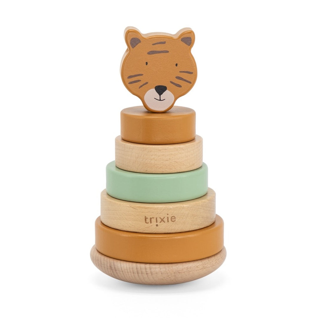 Trixie Stapelturm Holz Herr Tiger – Geschenk zur Taufe – ohne Personalisierung in der Frontansicht