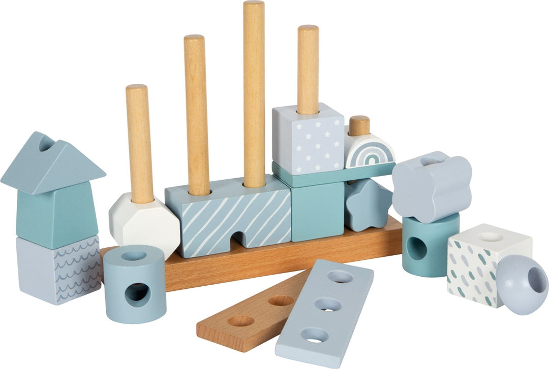 small foot Stapelhaus Blau – Bausteine zum Stapeln und Aufstecken