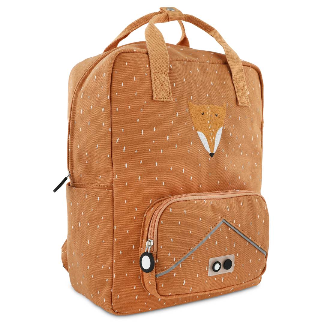 Trixie Kinderrucksack groß Herr Fuchs – Seitenansicht mit Fronttasche