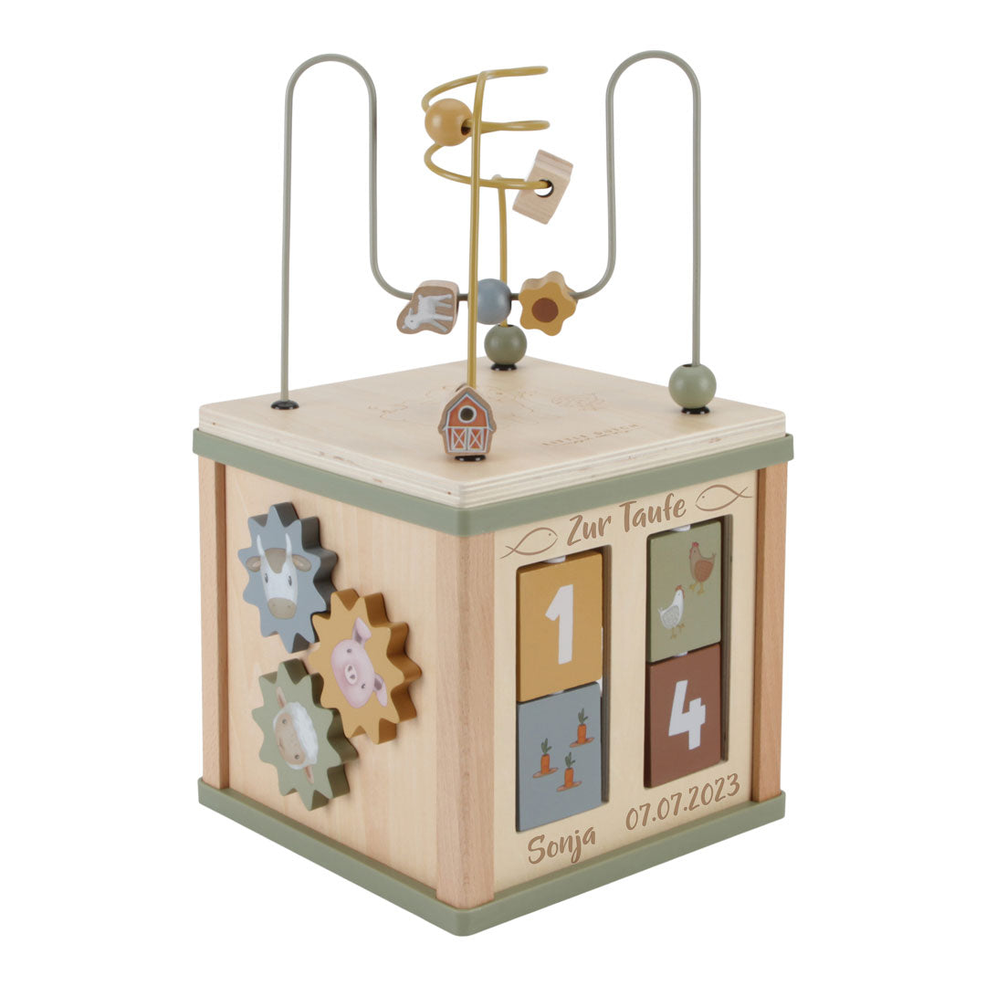 Little Dutch Motorikwürfel Little Farm LD7131 personalisiert zur Taufe