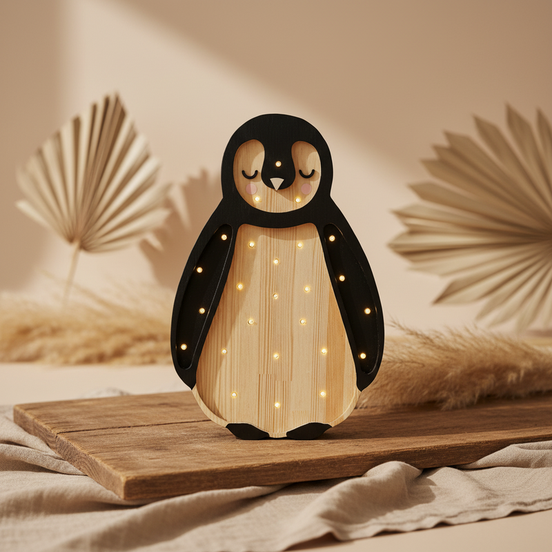 Little Lights Baby Pinguin Nachtlicht aus Holz