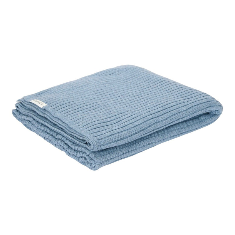 Gestrickte Kinderbettdecke Pure Denim Blue 110 × 140 cm aus Bio-Baumwolle
