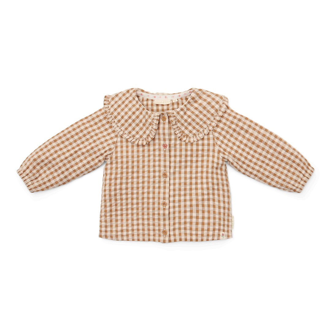 Braun-weiß karierte Little Dutch Bluse Little Farm