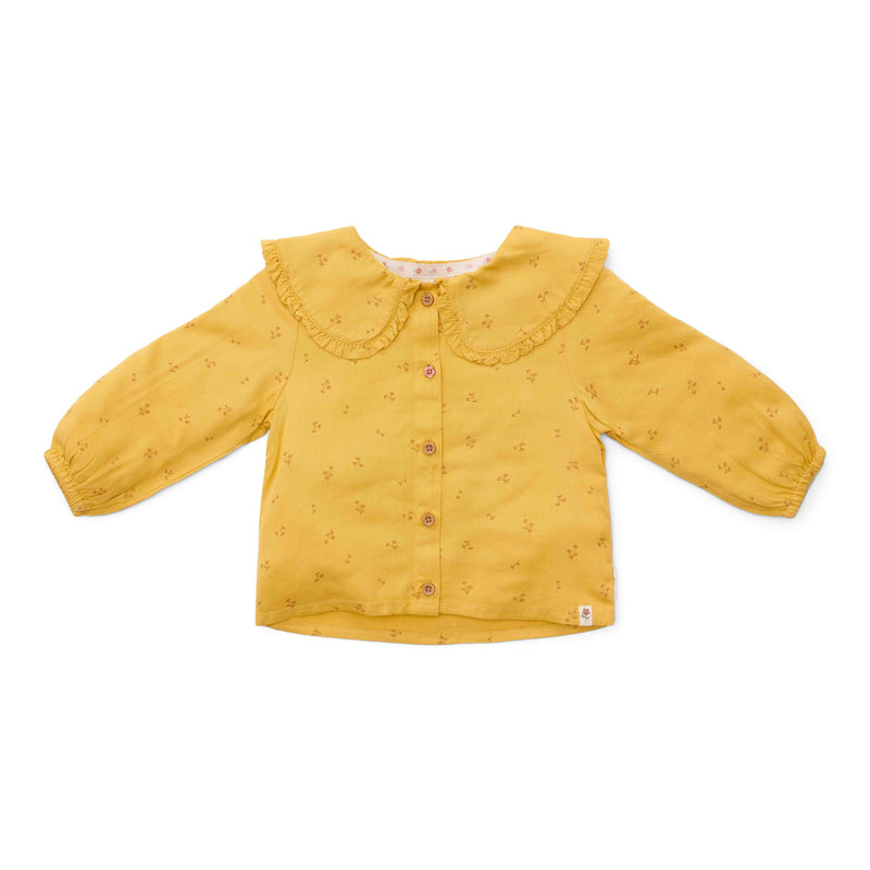 Bluse Warm Yellow Blooming Flower von Little Dutch – gelbe Kinderbluse mit Blumenstruktur
