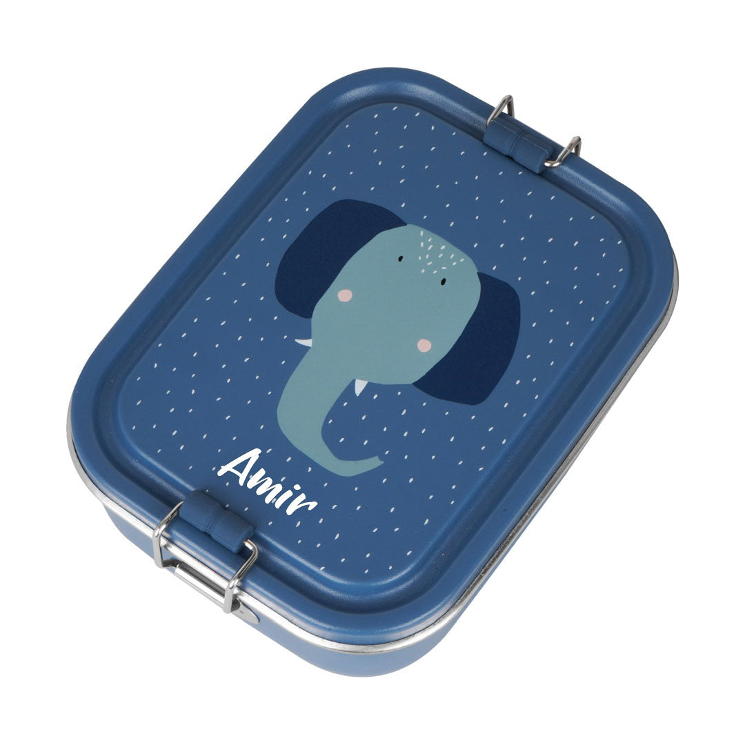 Personalisierte Trixie Brotdose klein Frau Elefant aus Edelstahl – Produktansicht