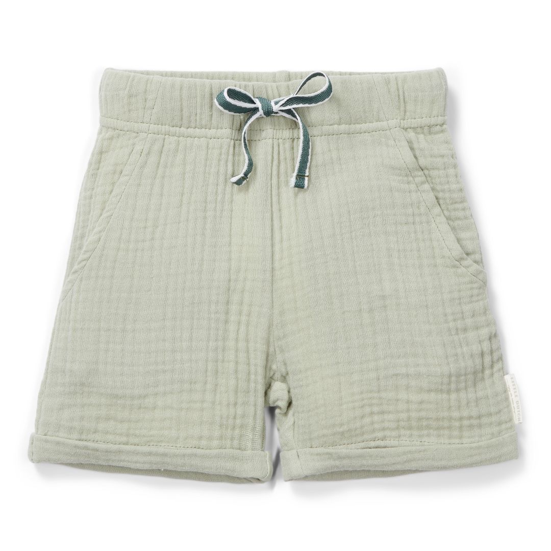 Kurze Musselin-Hose Grass Green aus Bio-Baumwolle